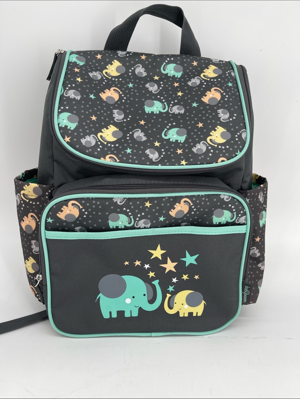 Babyboom Elephant Print Top Zip Backpack Diaper Bag